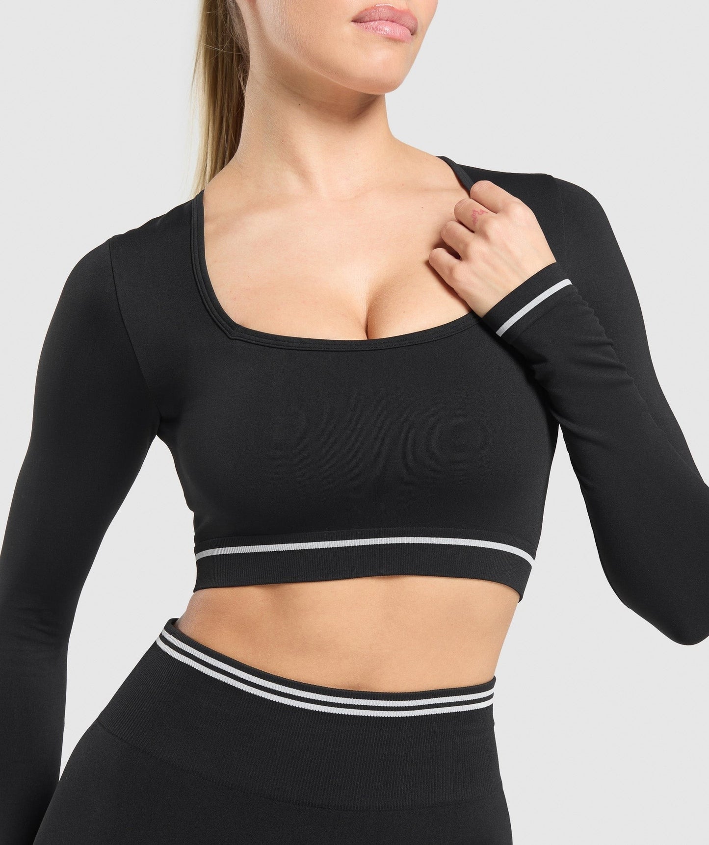 Gymshark Contrast Seamless Crop Top - Black