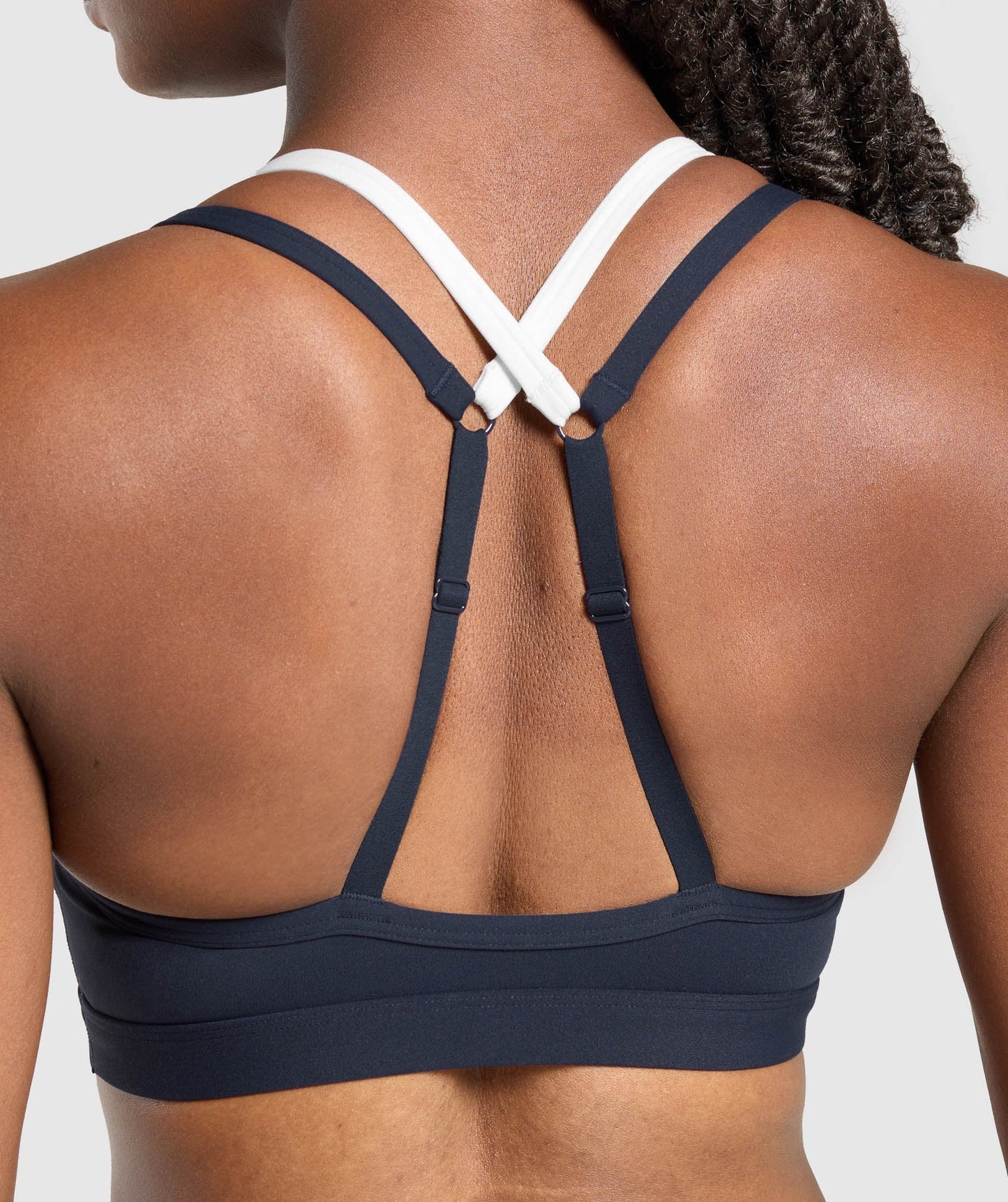 Gymshark Double Up Sports Bra - Heavy Blue/Soft White