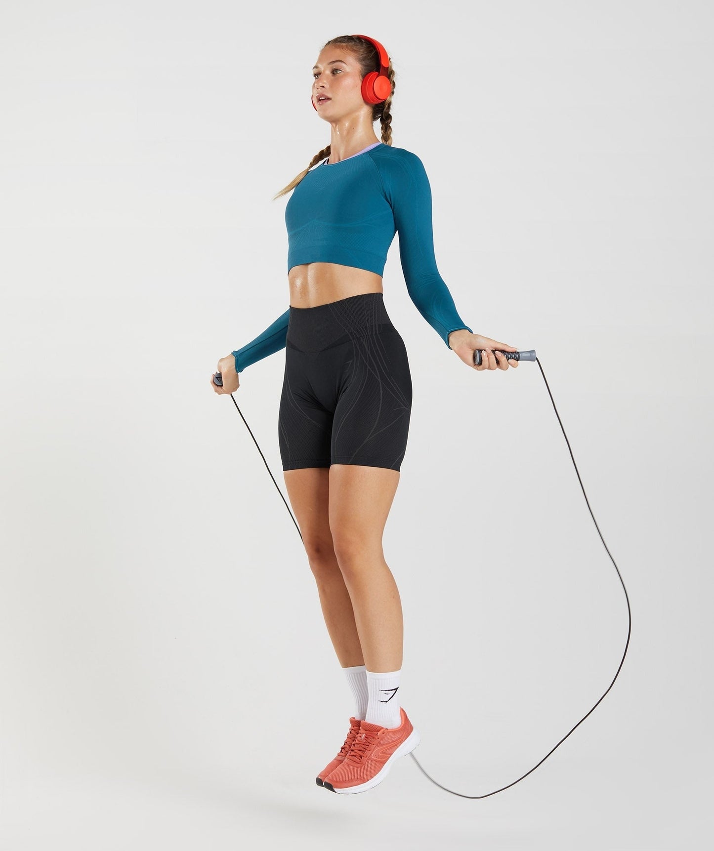 Gymshark Apex Seamless Crop Top - Atlantic Blue/Shark Blue