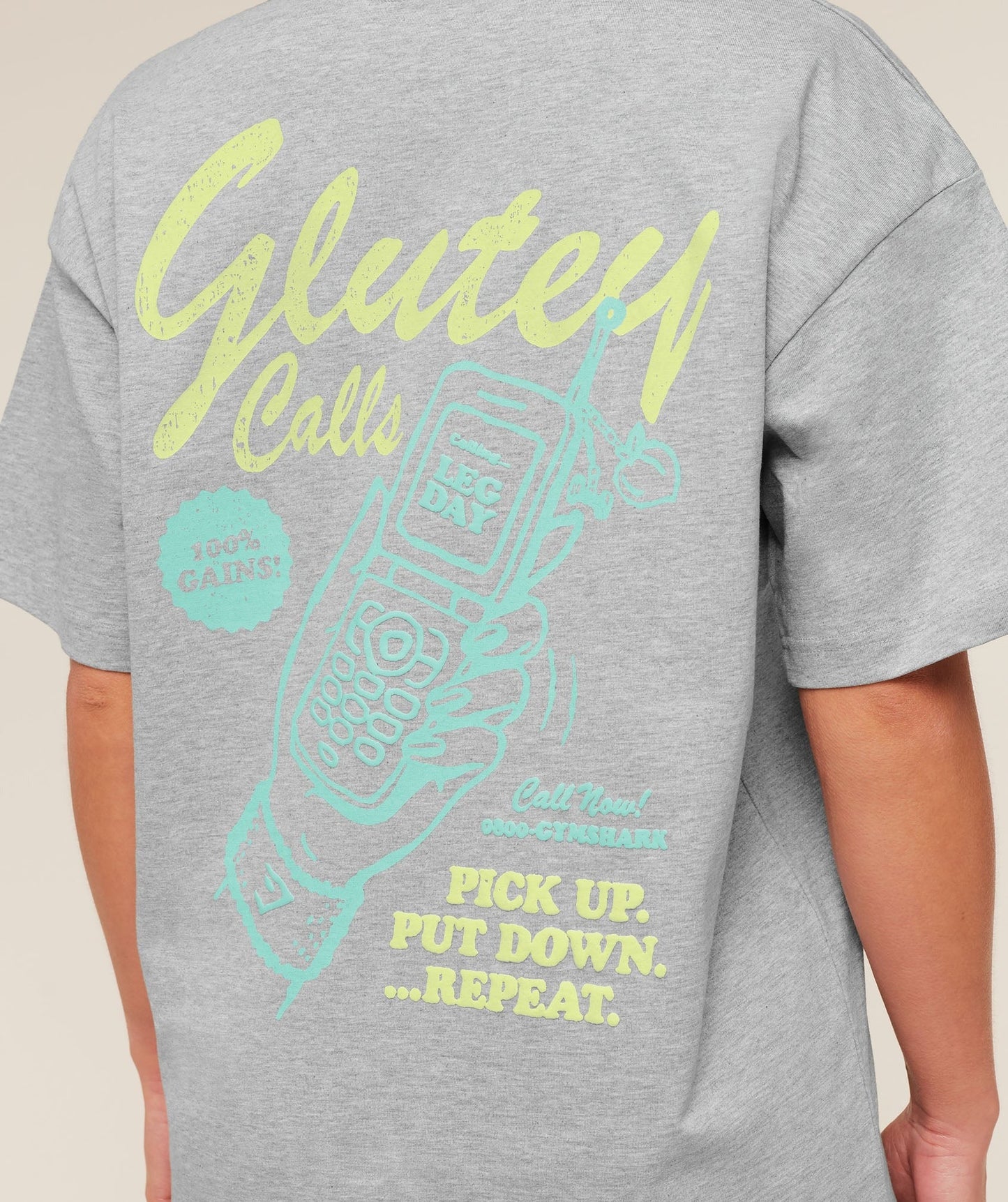 Gymshark Glutey Calls Graphic T-Shirt - Light Grey Core Marl