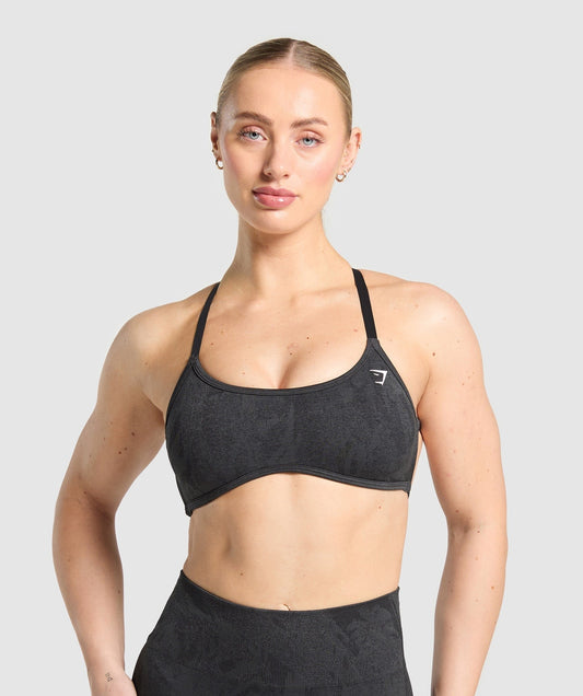 Gymshark Adapt Camo Cross Back Sports Bra - Asphalt Grey/Black