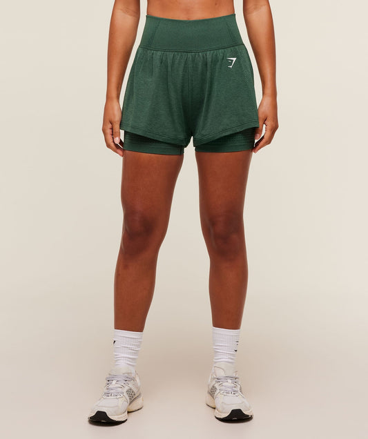 Gymshark Vital 2-in-1 Shorts - Obsidian Green Marl