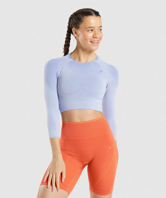 Gymshark Apex Seamless Crop Top - Lavender Blue/Court Blue