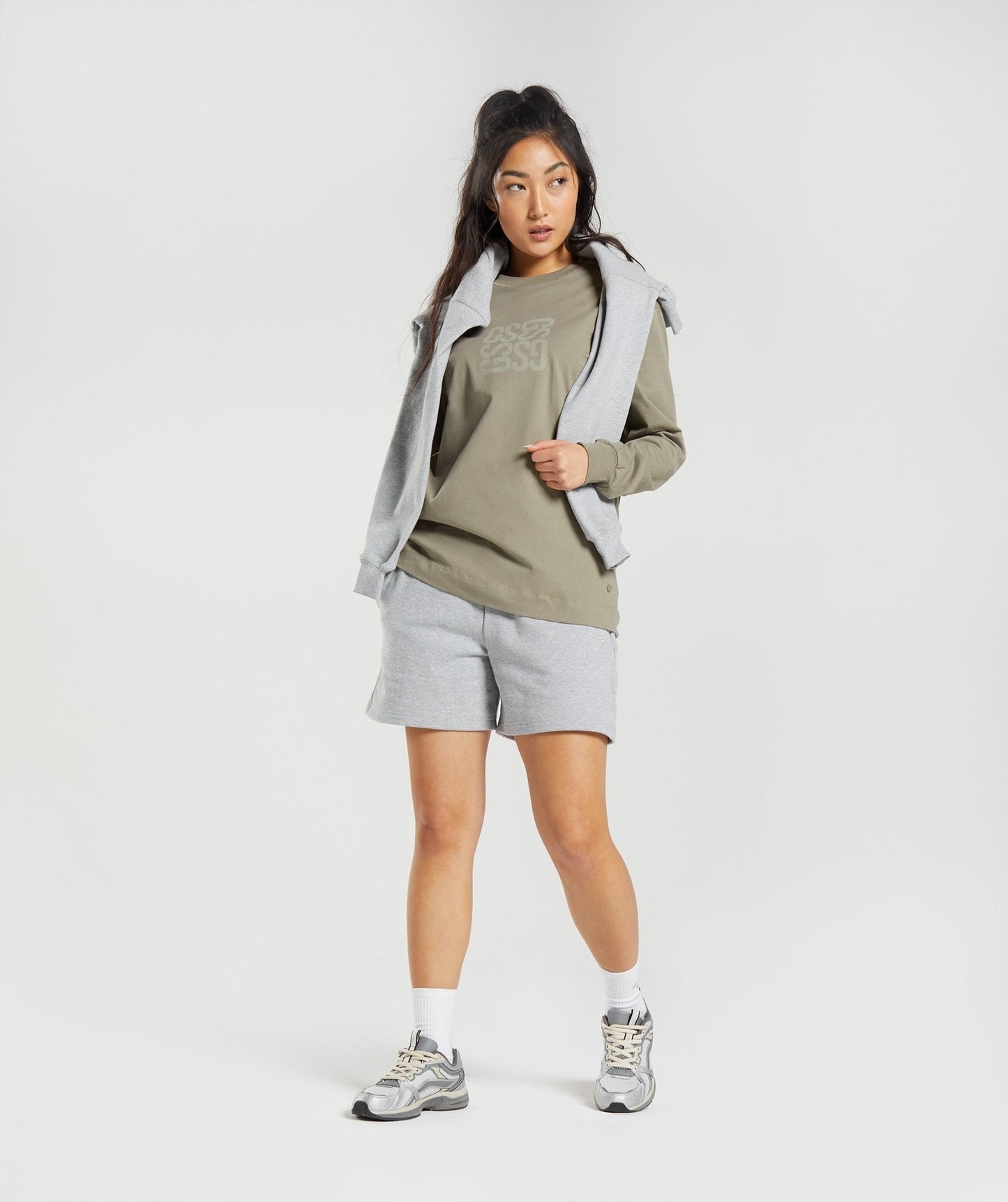 Gymshark Cotton Oversized Long Sleeve Top - Earthy Brown