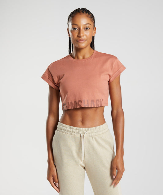 Gymshark Fraction Crop Top - Toffee Brown