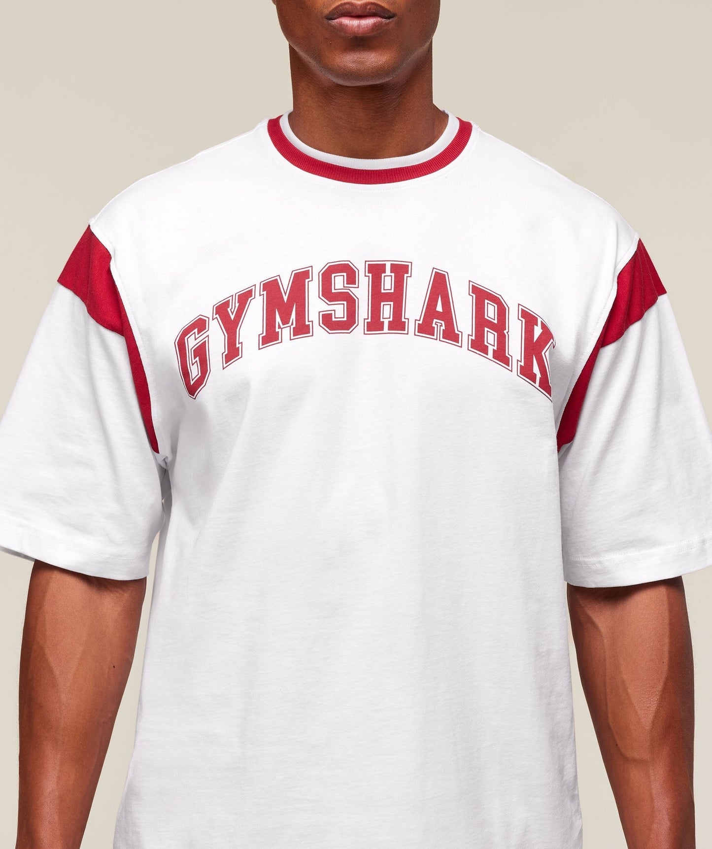 Gymshark GSLC Oversized T-Shirt - White/Conditioning Red