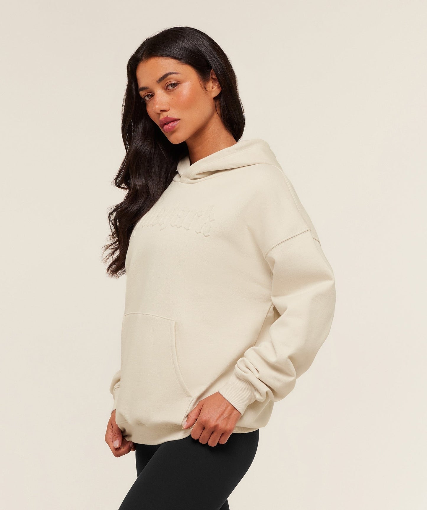 Gymshark Embossed Graphic Oversized Hoodie - Oat White