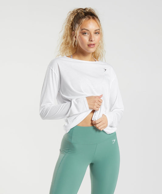 Gymshark Super Soft Cut-Out Long Sleeve Top - White