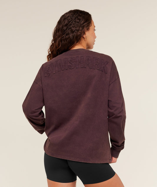 Gymshark Power Washed Long Sleeve Top - Cherry Purple/Acid Wash