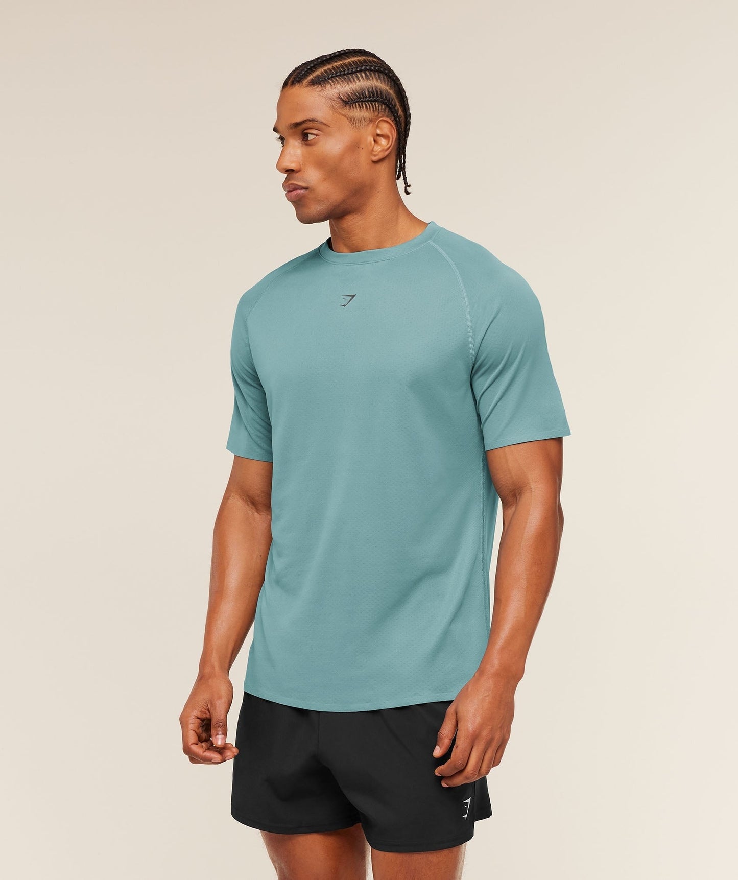 Gymshark Hybrid Engineered Jacquard T-Shirt - Storm Blue