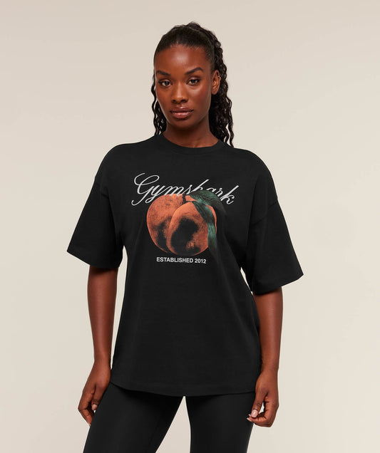 Gymshark Juicy Peach Short Sleeve T-Shirt - Black