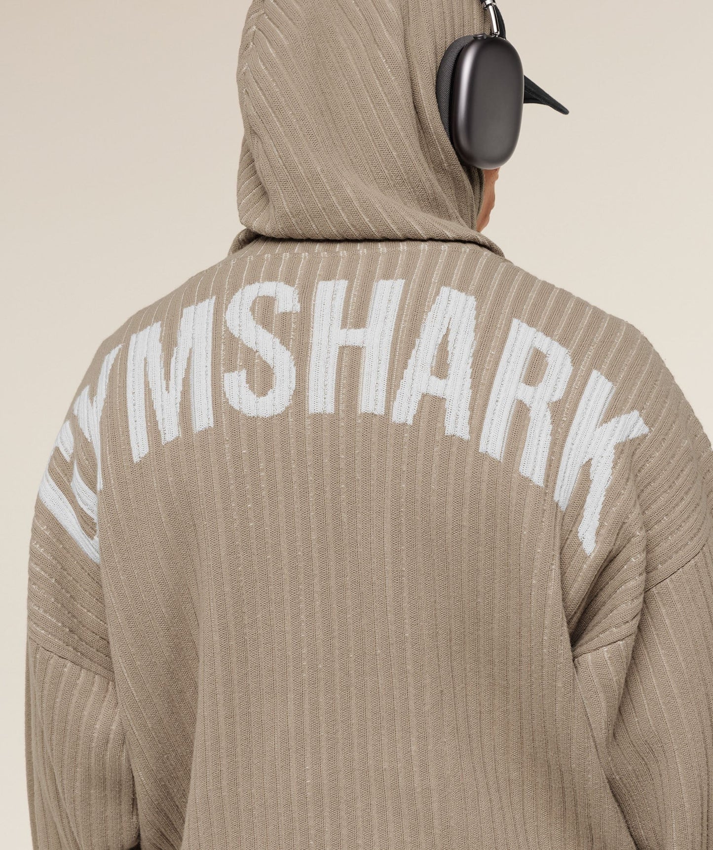 Gymshark x Saalt Studios Knitted Hoodie - Cement Brown/Oat White