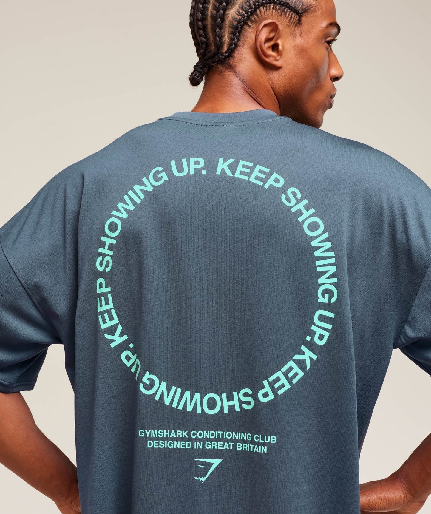 Gymshark Keep Showing Up T-Shirt - Titanium Blue