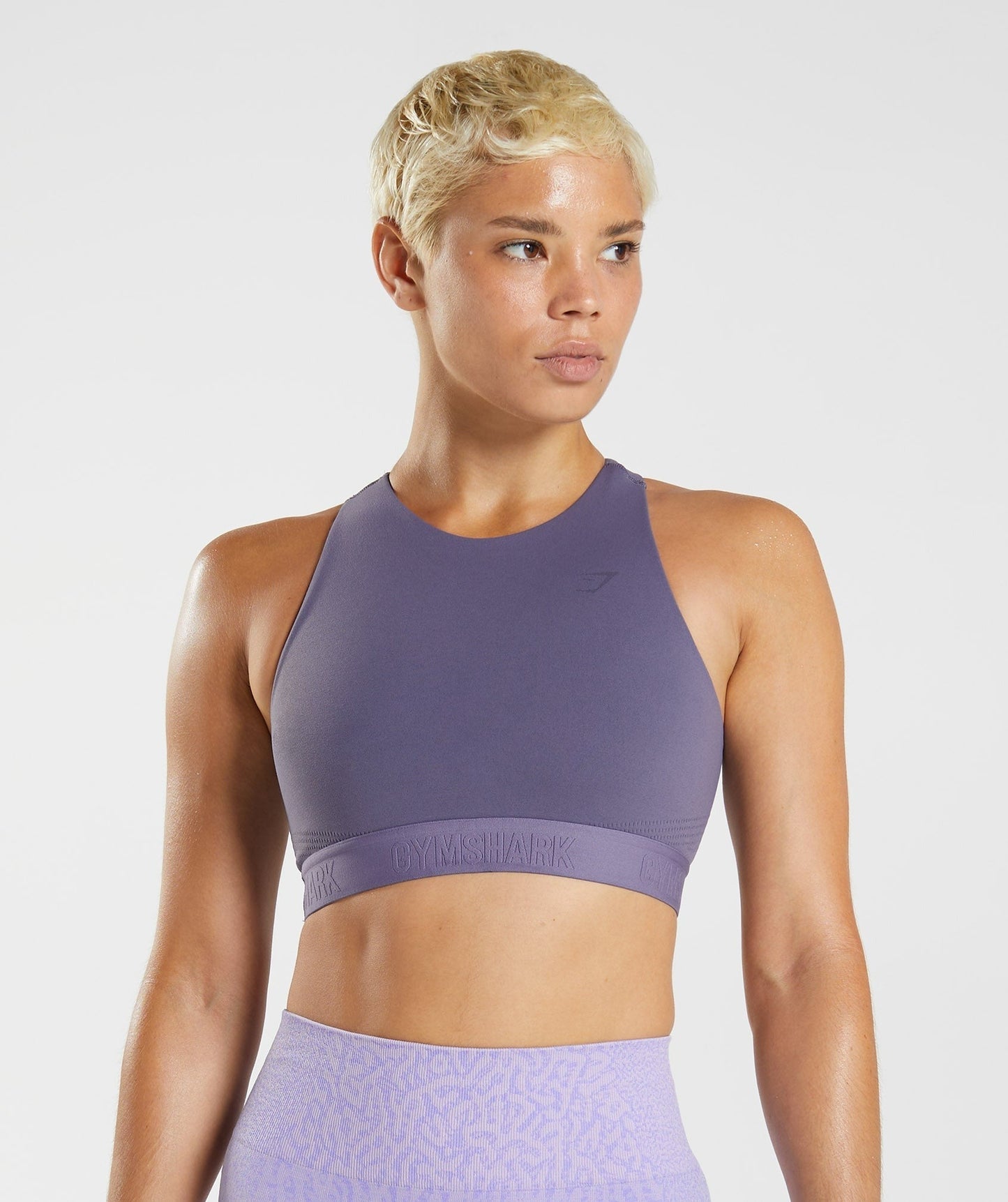 Gymshark 315 Performance High Neck Sports Bra - Mercury Purple/Shaded Lilac