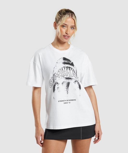Gymshark Shark Attack Oversized T-Shirt - White