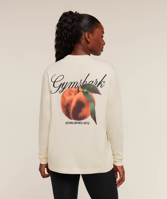 Gymshark Juicy Peach Long Sleeve T-Shirt - Oat White