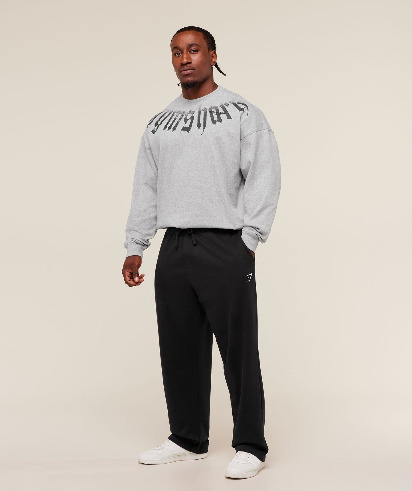 Gymshark Fade Graphic Long Sleeve T-Shirt - Light Grey Core Marl