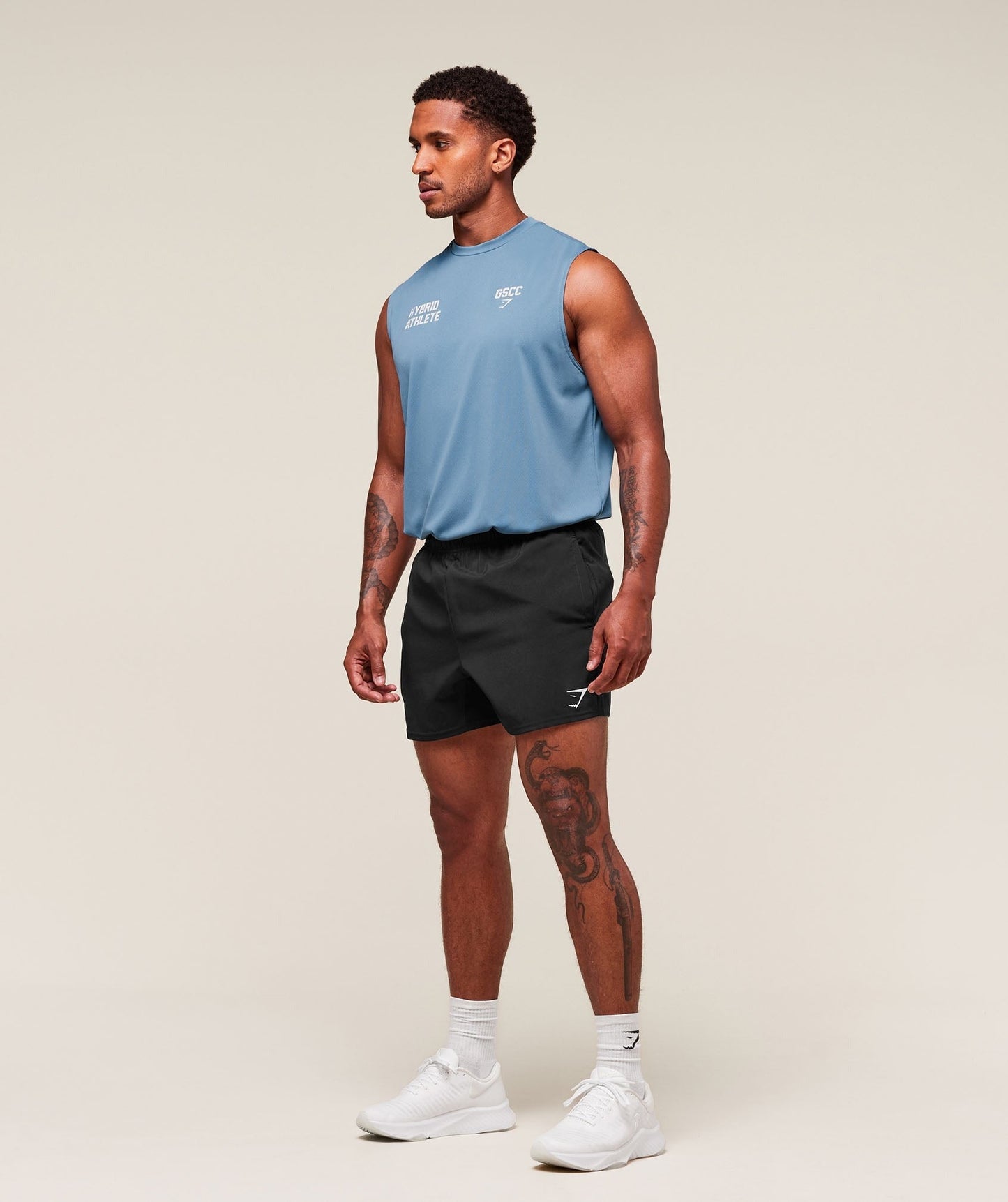Gymshark Hybrid Athlete Cut Off Tank - Classic Blue