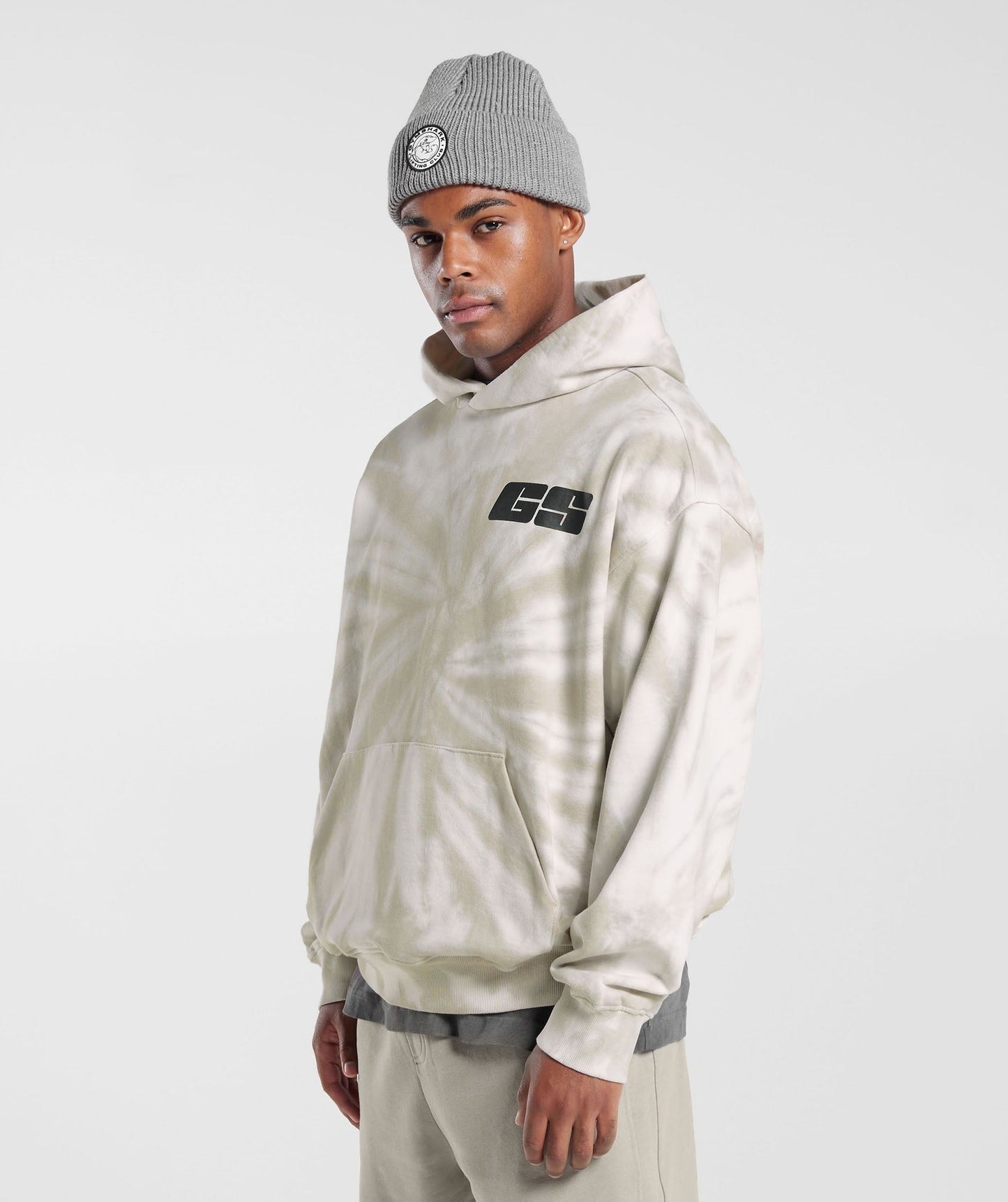 Gymshark Rest Day Hoodie - White/Mushroom Brown/Spiral Optic Wash