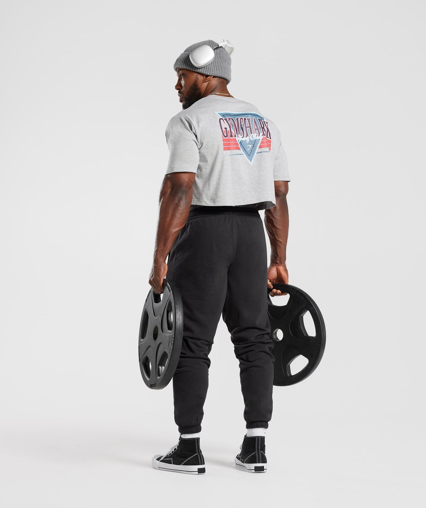 Gymshark Retrowave Crop T-Shirt - Light Grey Core Marl