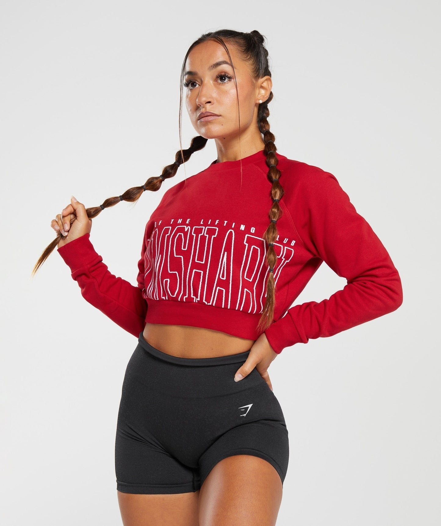 Gymshark Lifting Graphic Cropped Sweatshirt - Carmine Red