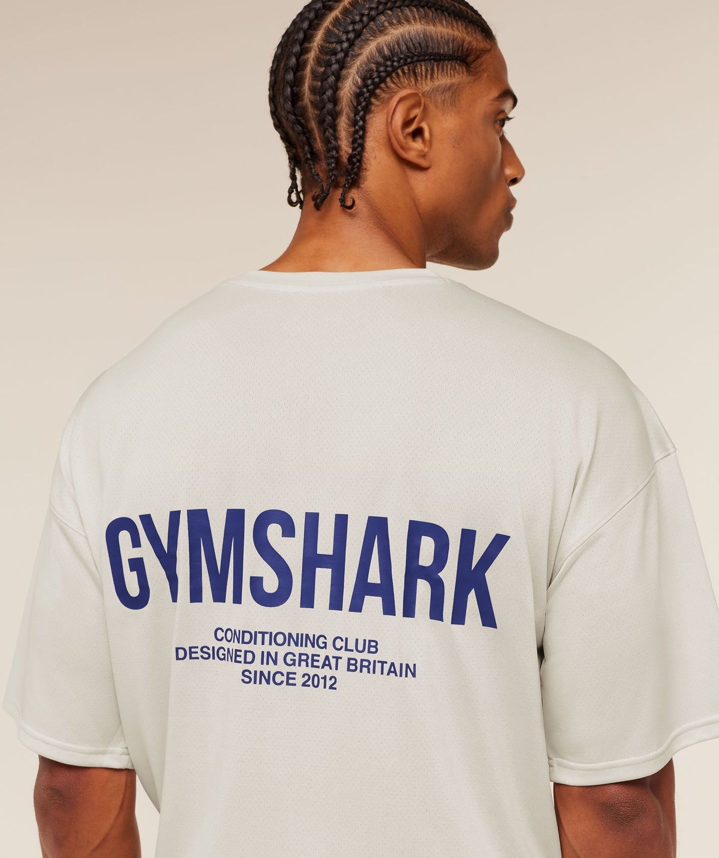 Gymshark Conditioning Club Oversized T-Shirt - Tinted White/Force Blue