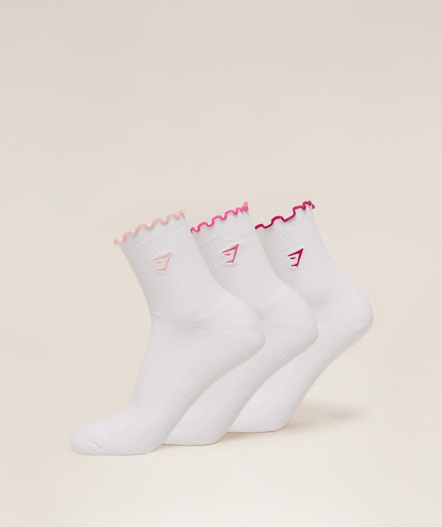 Gymshark Midi Frill Socks 3pk - Cloud Pink/Energy Pink/Build Pink