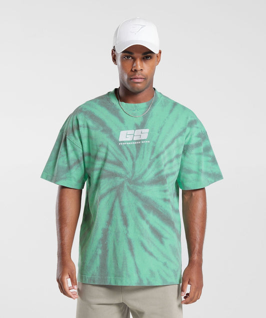 Gymshark Rest Day T-Shirt - Oxidized Green/Silhouette Grey/Spiral Optic Wash
