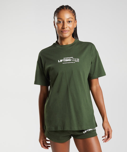 Gymshark Social Club Oversized T-Shirt - Moss Olive