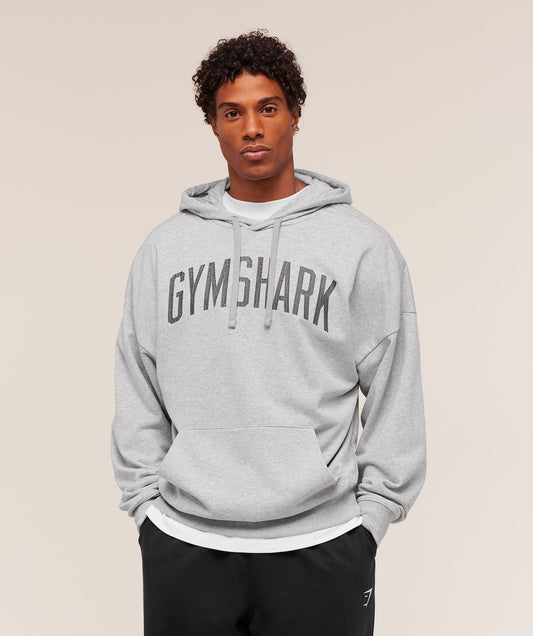 Gymshark Worn Graphic Hoodie - Light Grey Core Marl