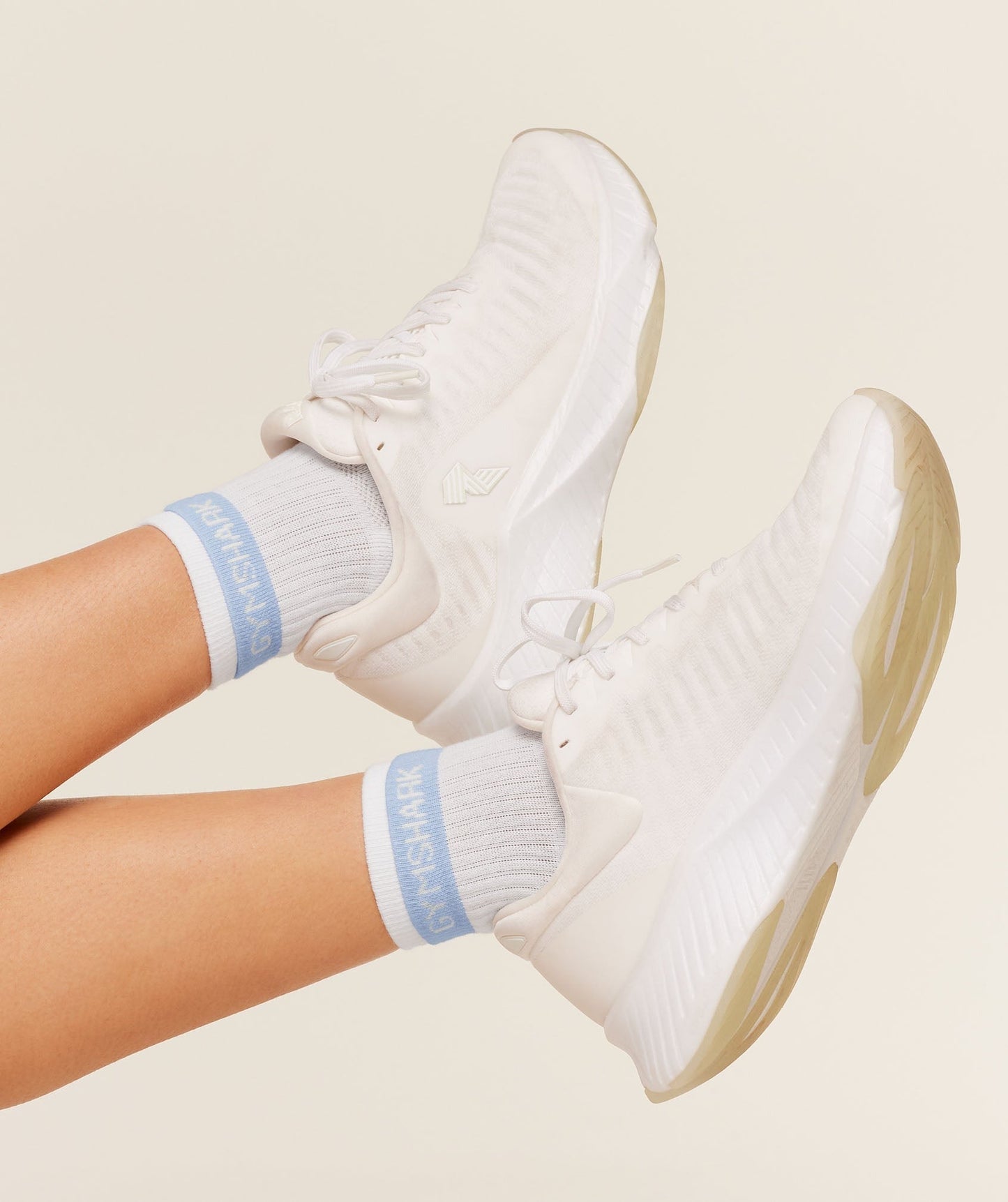Gymshark Double Cuffed Socks Single - White