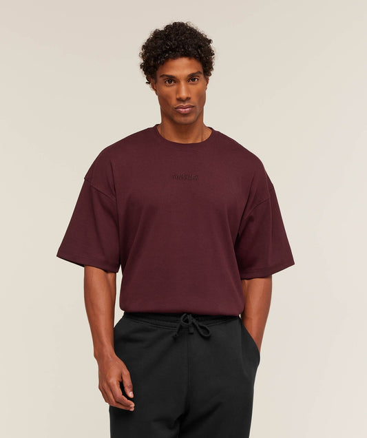 Gymshark Oversized Premium Ribbed T-Shirt - Rich Maroon