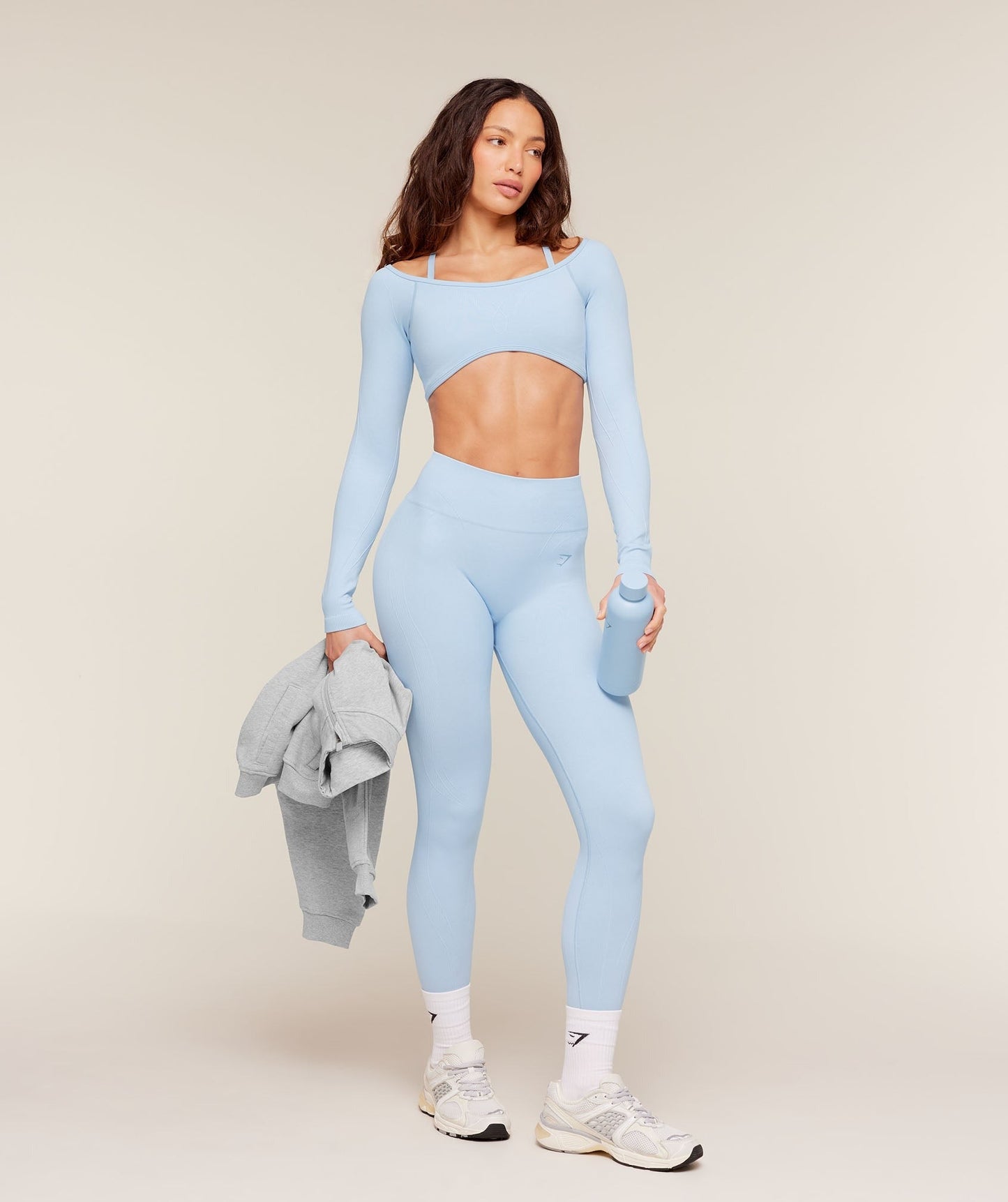 Gymshark Poise Long Sleeve Top - Chilled Blue