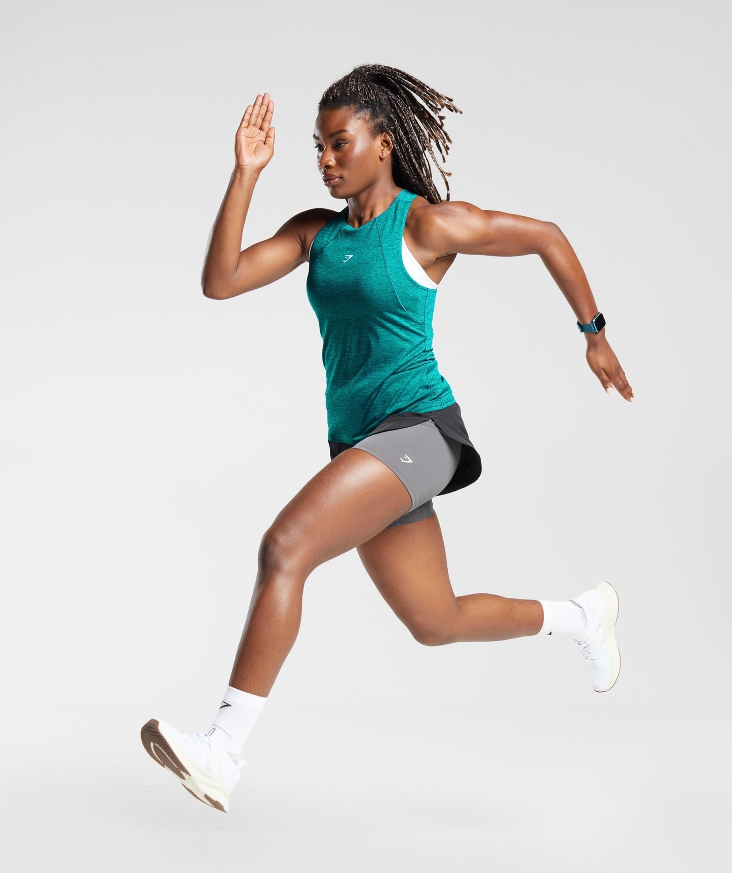 Gymshark Running Tank - Smokey Teal/Seafoam Blue Marl