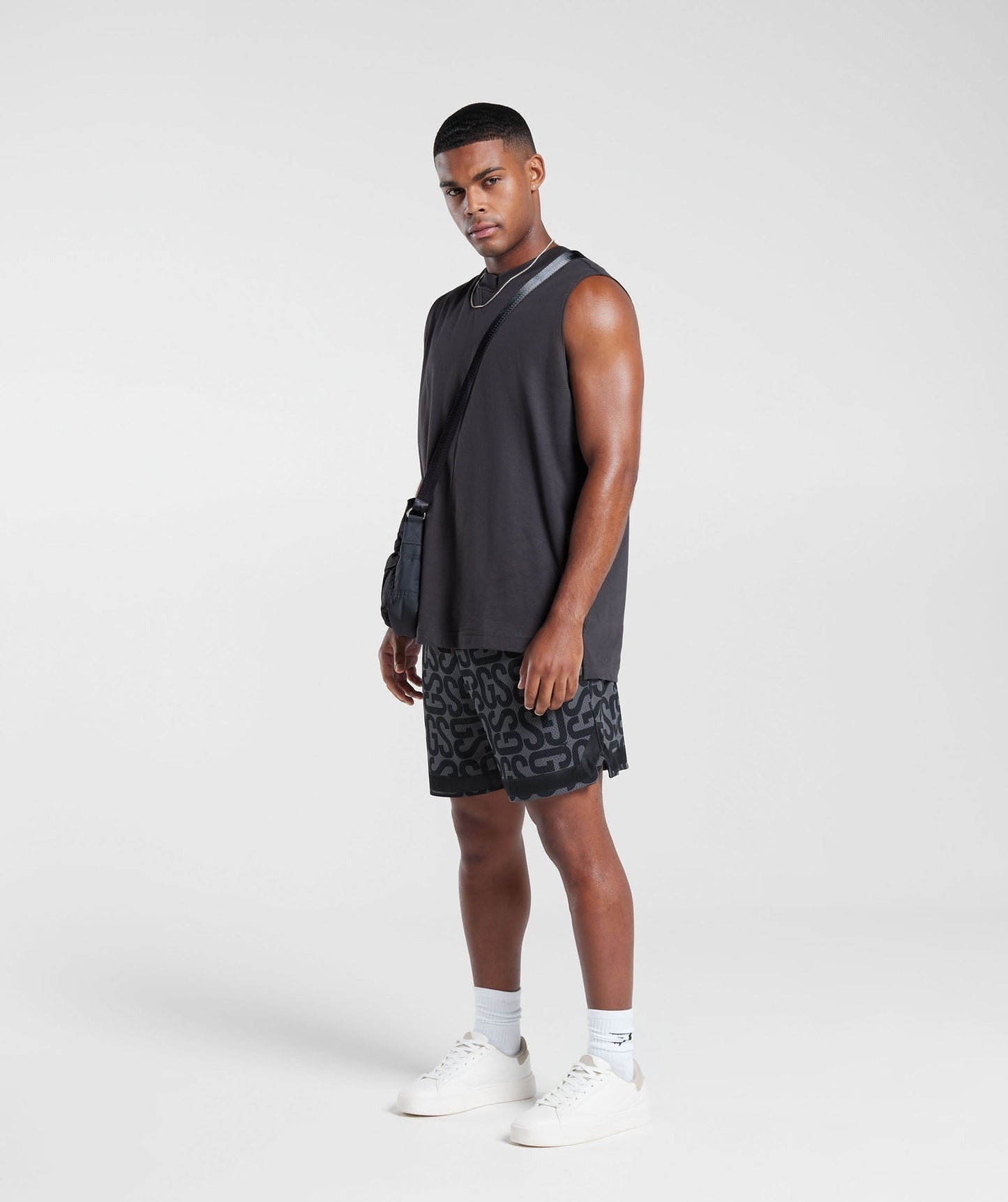 Gymshark Monogram Mesh Shorts - Black/Onyx Grey