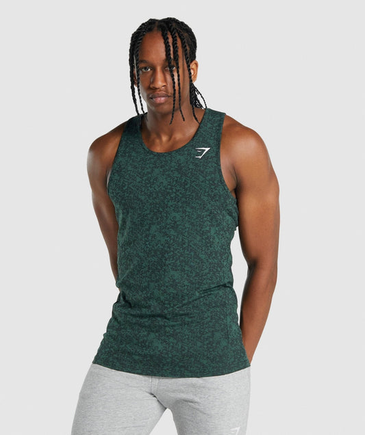 Gymshark Critical Tank - Dark Green Print