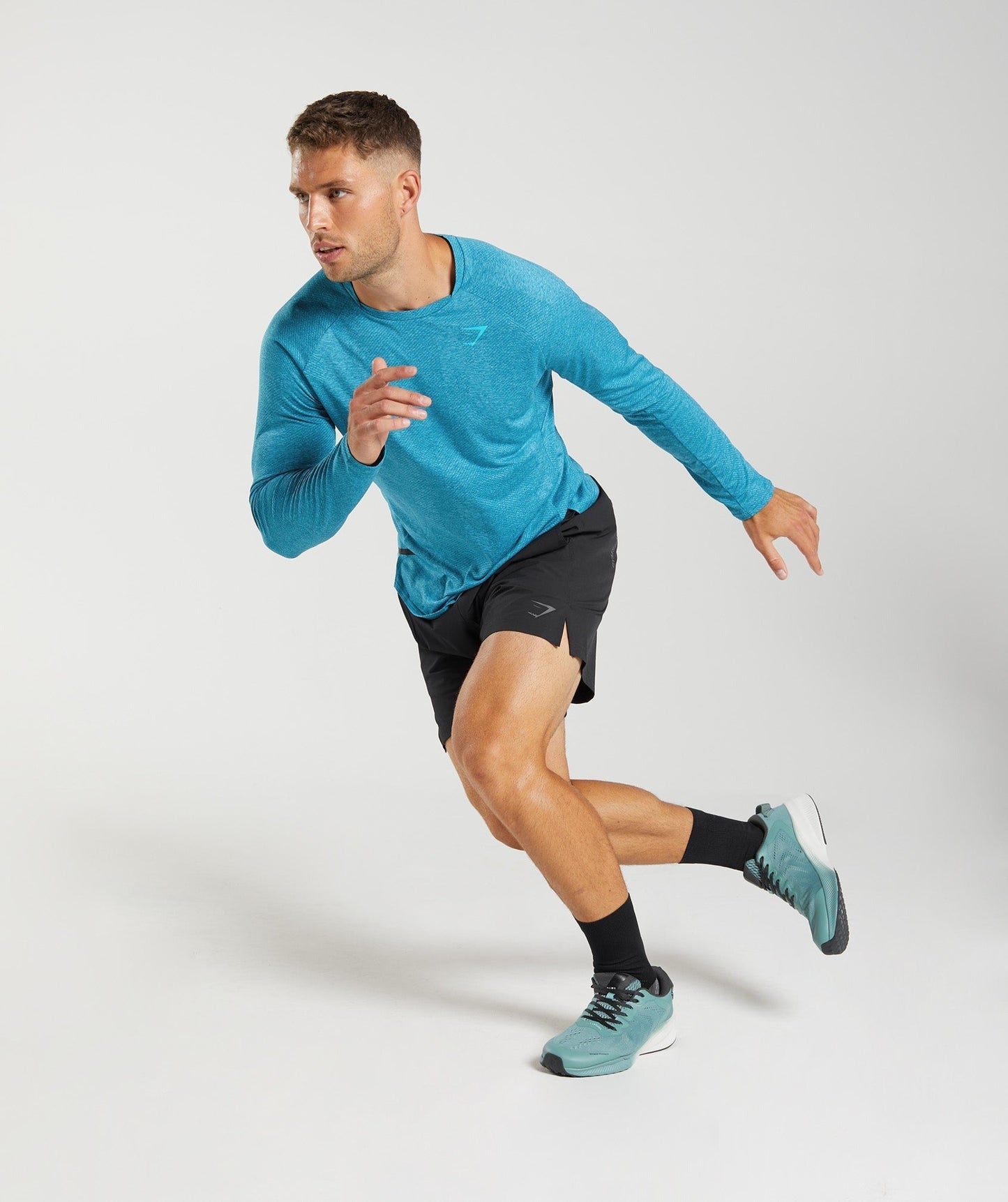 Gymshark Apex Long Sleeve T-Shirt - Atlantic Blue/Shark Blue
