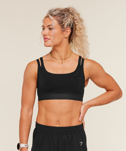 Gymshark Interval Seamless Medium Support Sports Bra - Black