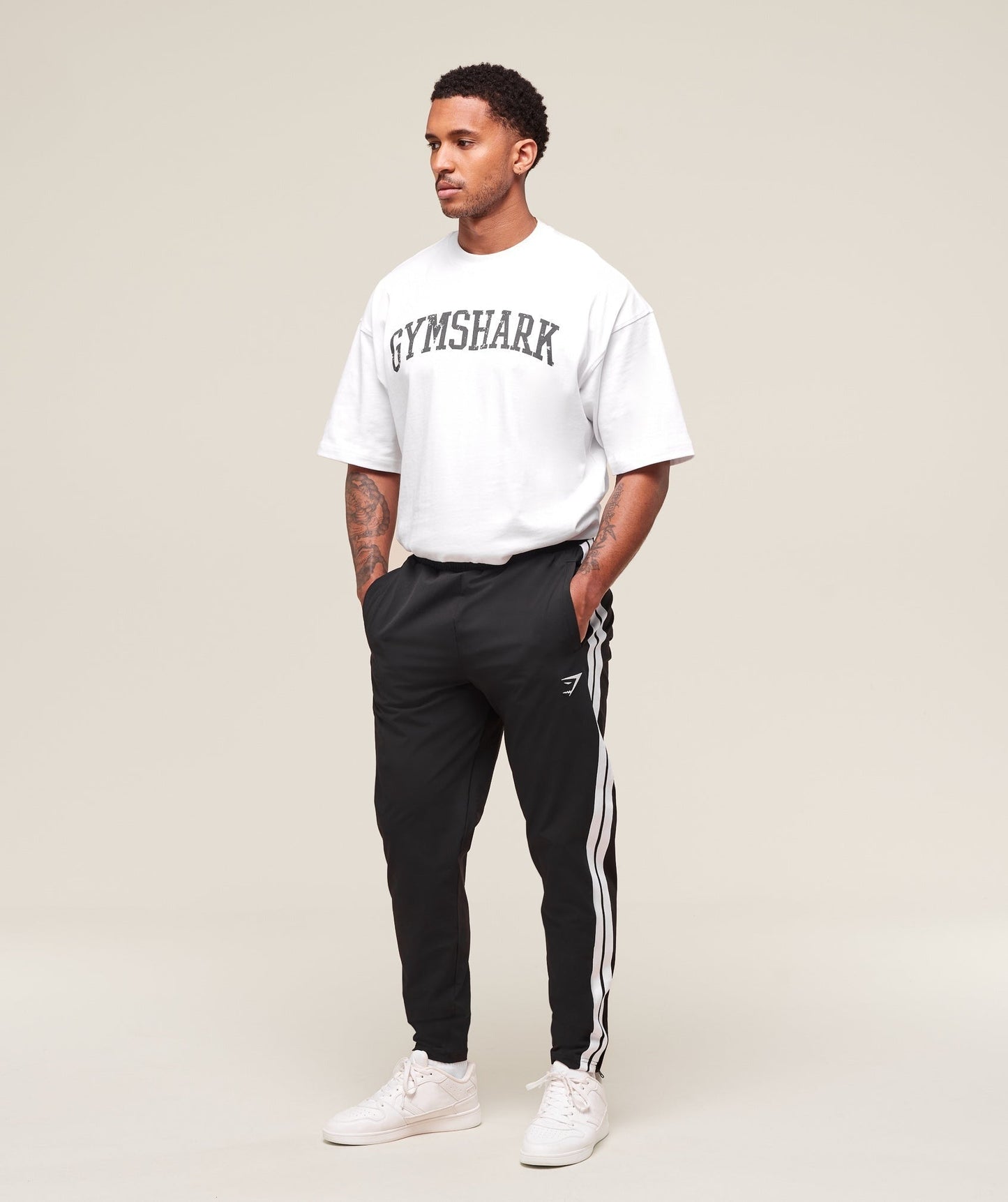 Gymshark Retro Side Stripe Joggers - Black