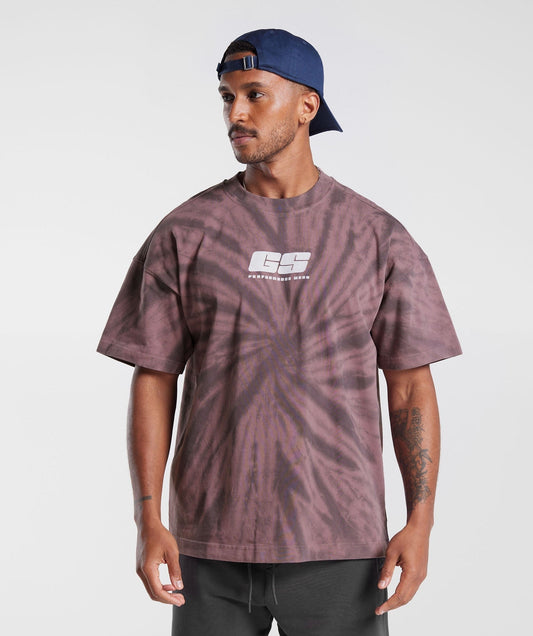 Gymshark Rest Day T-Shirt - Dusty Maroon/Silhouette Grey/Spiral Optic Wash
