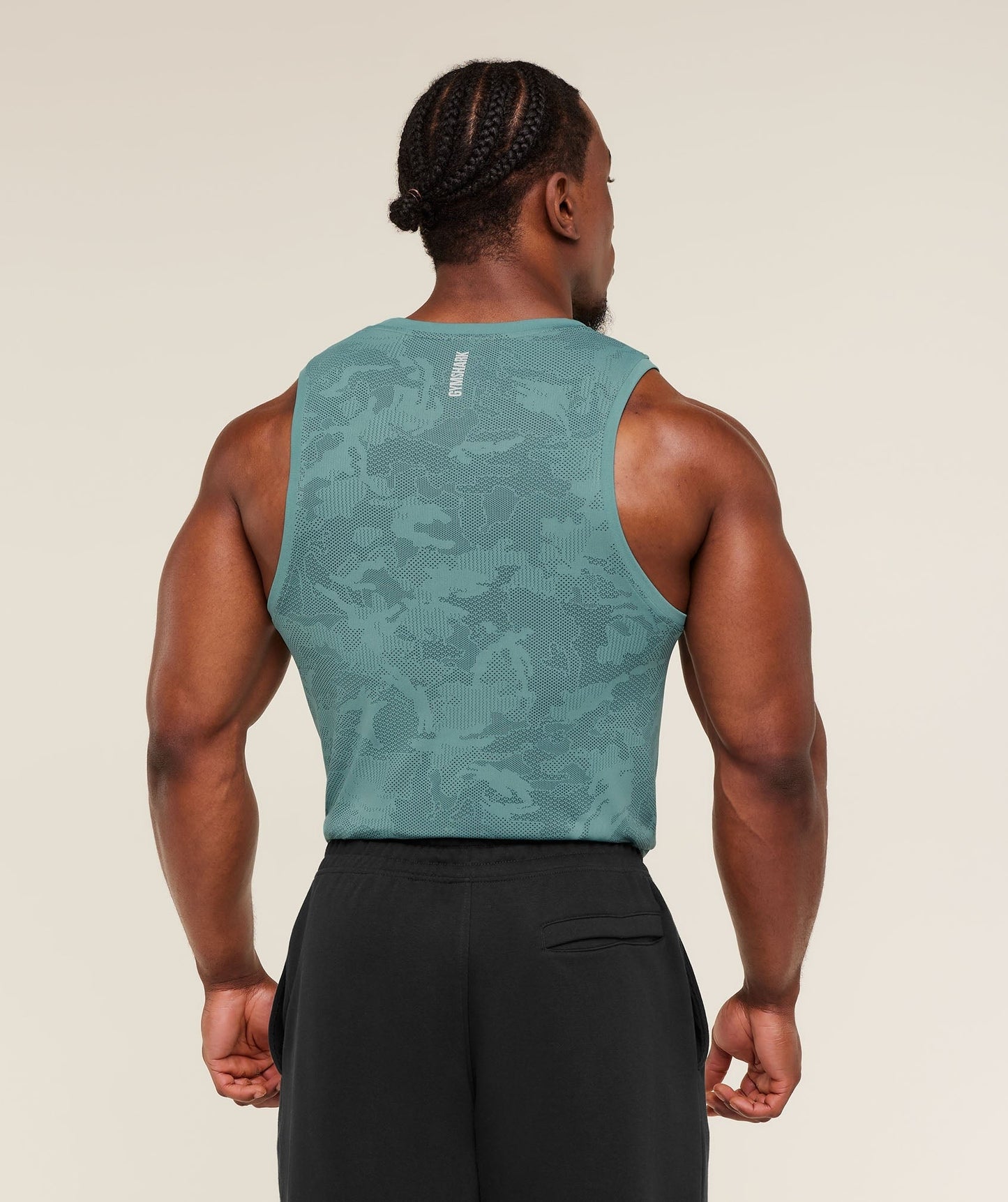 Gymshark Geo Seamless Tank - Storm Blue / Stealth Blue