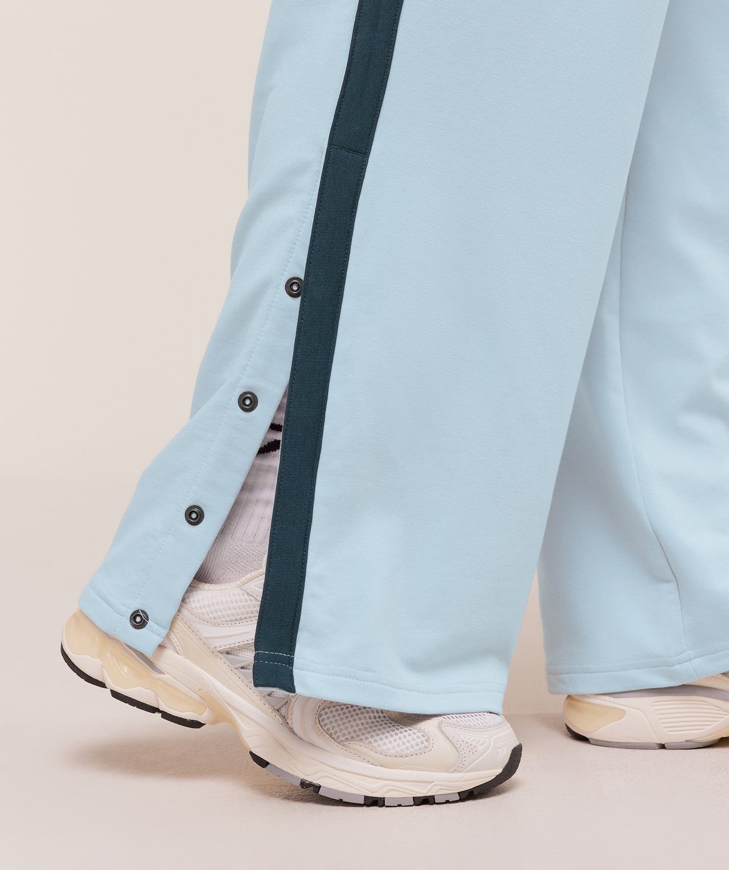 Gymshark Retro Stripe Snap Pants - Smoke Blue/Deep Petrol Blue