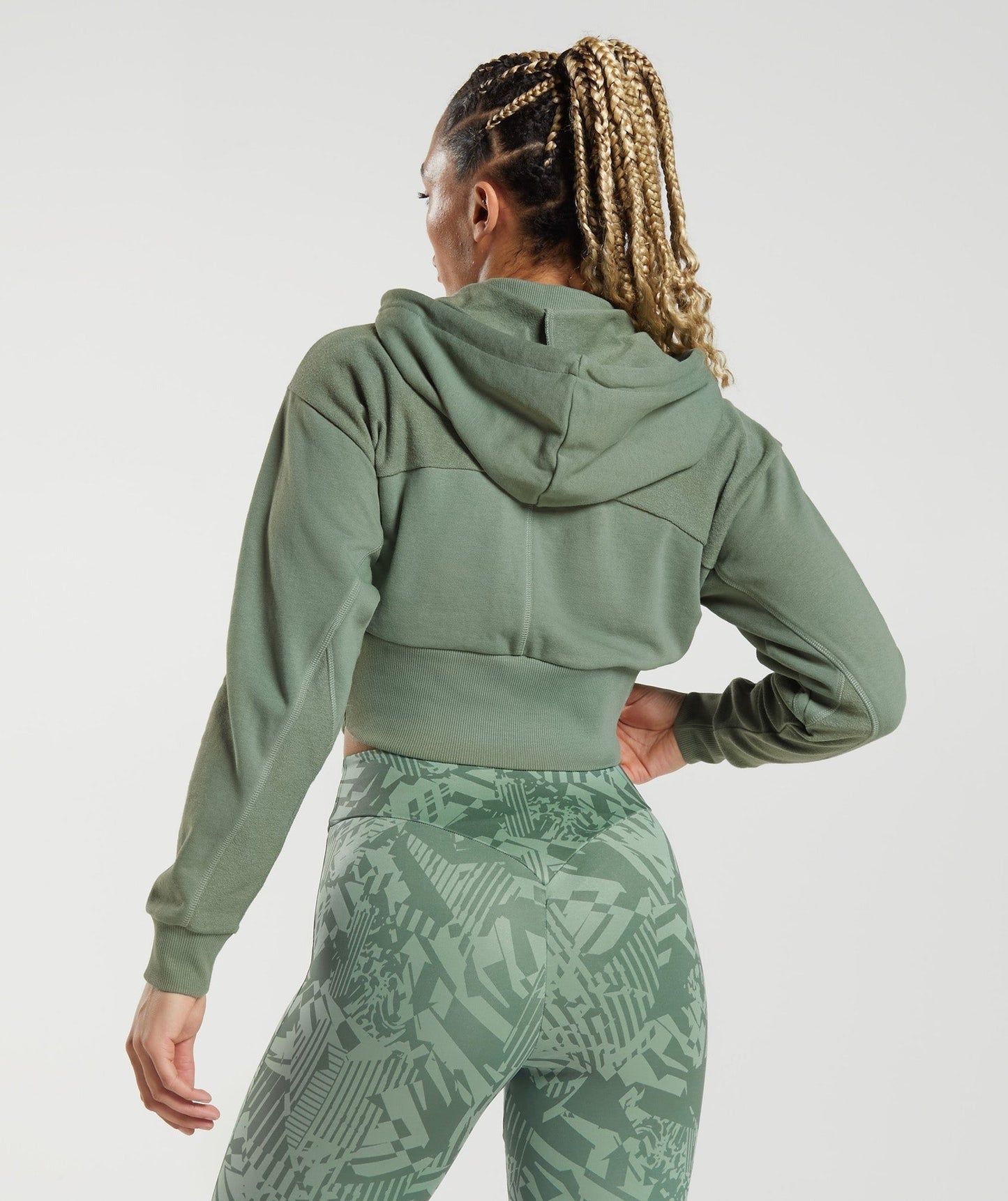 Gymshark GS Power Crop Zip Hoodie - Willow Green