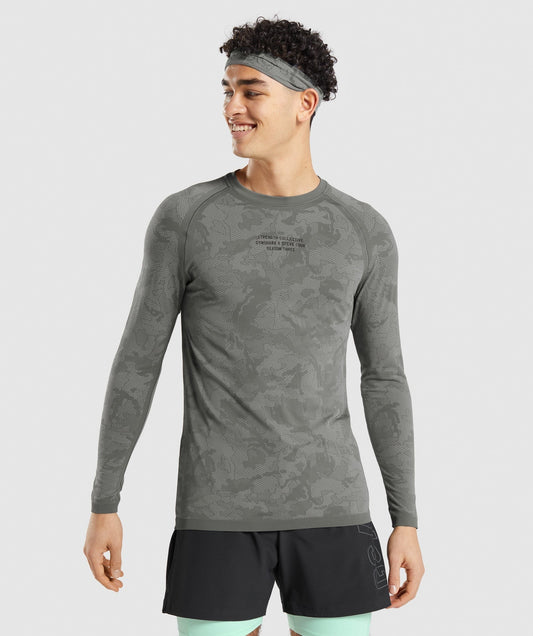 Gymshark //Steve Cook Long Sleeve Seamless T-Shirt - Charcoal Grey/Smokey Grey