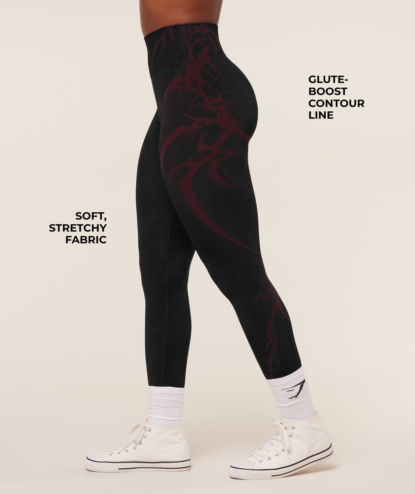 Gymshark Storm Seamless Leggings - Black/Rich Maroon