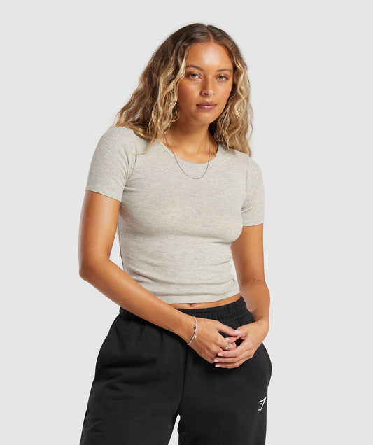 Gymshark Rib T-Shirt - Stone Grey Marl