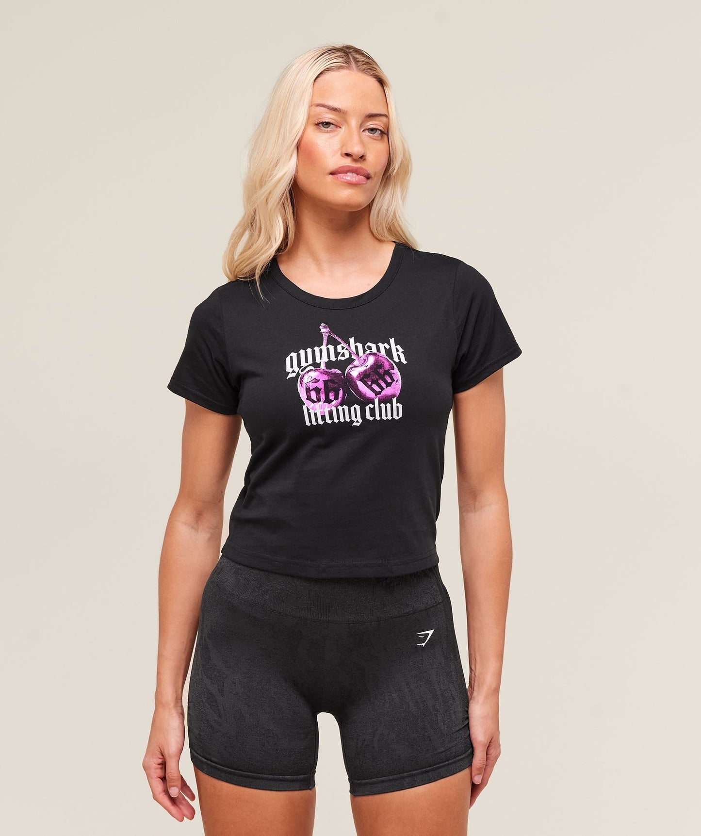 Gymshark Cherry Graphic Baby Tee - Black