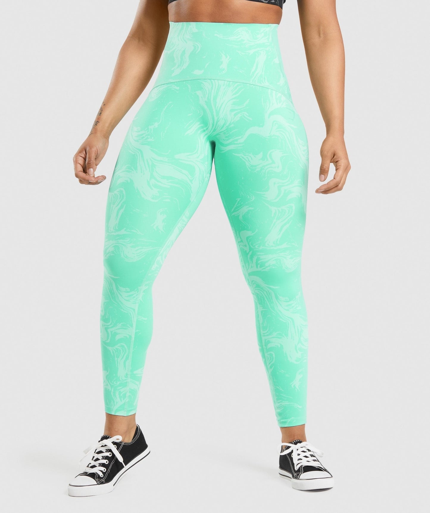Gymshark Waist Support Leggings - Bright Turquoise Print