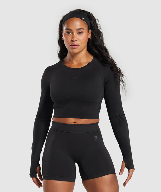 Gymshark Flex Long Sleeve Crop Top - Black