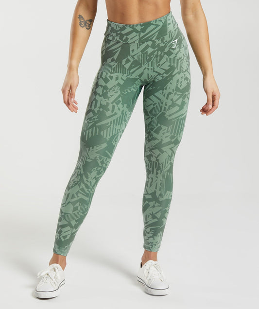 Gymshark Power Regular Leggings - Willow Green/Desert Sage Green